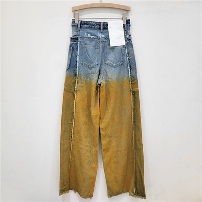 Vintage jeans for women, high waisted, loose fit, slimming and versatile straight leg wide leg pants