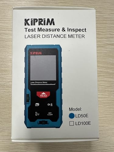 Kiprim Laser Distance Measure High Accuracy 165ft Kiprim LD50E Laser Tape Measure 50M Compact Laser Measurement Tool with Larger Backlit LCD Display,ft/m/in Switching,Bubble Level