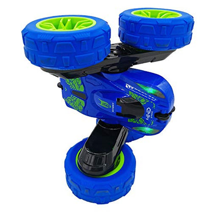 Threeking RC Stunt Cars Remote Control Car Double-Sided Driving 360-degree Flips Rotating Car Toy, Green