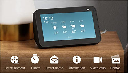 Echo Show 5 (2nd Gen, 2021 release) | Smart display with Alexa and 2 MP camera | Charcoal