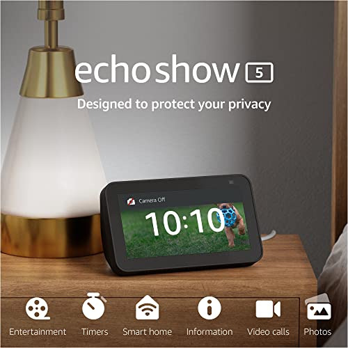 Echo Show 5 (2nd Gen, 2021 release) | Smart display with Alexa and 2 MP camera | Charcoal