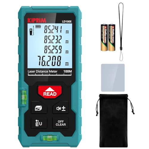 Kiprim Laser Distance Measure High Accuracy 165ft Kiprim LD50E Laser Tape Measure 50M Compact Laser Measurement Tool with Larger Backlit LCD Display,ft/m/in Switching,Bubble Level