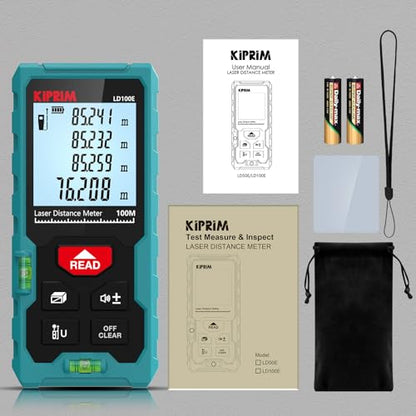 Kiprim Laser Distance Measure High Accuracy 165ft Kiprim LD50E Laser Tape Measure 50M Compact Laser Measurement Tool with Larger Backlit LCD Display,ft/m/in Switching,Bubble Level