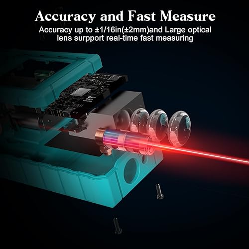 Kiprim Laser Distance Measure High Accuracy 165ft Kiprim LD50E Laser Tape Measure 50M Compact Laser Measurement Tool with Larger Backlit LCD Display,ft/m/in Switching,Bubble Level