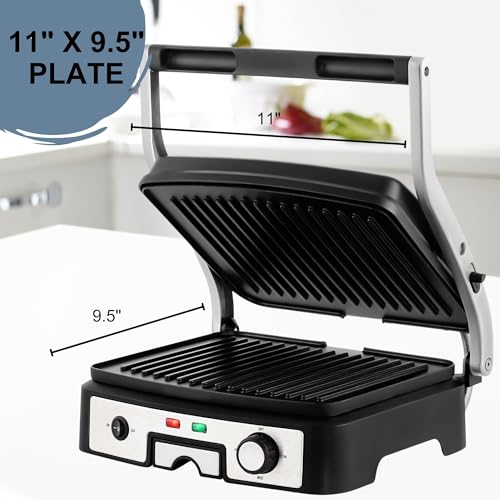 OVENTE Electric Sandwich Maker with Non-Stick Plates, Indicator Lights, Cool Touch Handle, Easy to Clean and Store, Perfect for Cooking Breakfast, Grilled Cheese, Tuna Melts and Snacks, Black GPS401B