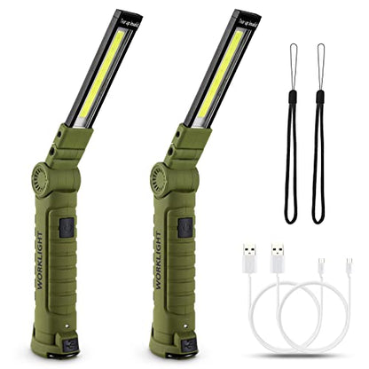 Tool Gifts for Men 2Pack Rechargeable LED Work Lights with Magnetic Base, 360° Rotation,Versatile Lighting for Repairs, Outdoors,Christmas Gifts,Stocking Stuffers Mens Gifts