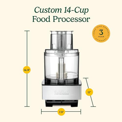 Cuisinart Food Processor 14-Cup Vegetable Chopper for Mincing, Dicing, Shredding, Puree & Kneading Dough, Stainless Steel, DFP-14BCNY