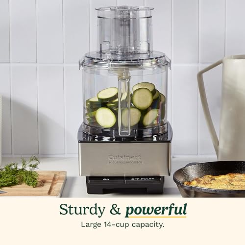 Cuisinart Food Processor 14-Cup Vegetable Chopper for Mincing, Dicing, Shredding, Puree & Kneading Dough, Stainless Steel, DFP-14BCNY