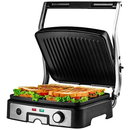 OVENTE Electric Sandwich Maker with Non-Stick Plates, Indicator Lights, Cool Touch Handle, Easy to Clean and Store, Perfect for Cooking Breakfast, Grilled Cheese, Tuna Melts and Snacks, Black GPS401B