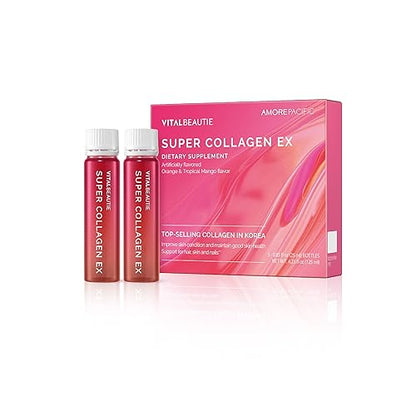 Super Collagen EX (Liquid Marine Collagen) Containing Biotin, Vitamin C, Hyaluronic Acid, L-Glutathione by AMOREPACIFIC Korean Skincare - 28 Servings