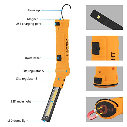 Tool Gifts for Men 2Pack Rechargeable LED Work Lights with Magnetic Base, 360° Rotation,Versatile Lighting for Repairs, Outdoors,Christmas Gifts,Stocking Stuffers Mens Gifts