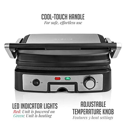 OVENTE Electric Sandwich Maker with Non-Stick Plates, Indicator Lights, Cool Touch Handle, Easy to Clean and Store, Perfect for Cooking Breakfast, Grilled Cheese, Tuna Melts and Snacks, Black GPS401B