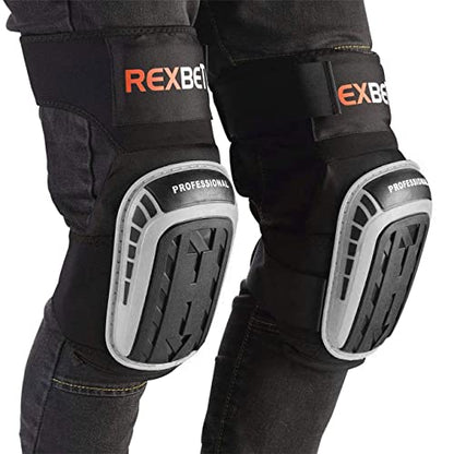 REXBETI Knee Pads for Work, Construction Gel Knee Pads Tools, Heavy Duty Comfortable Anti-slip Foam Knee Pads for Cleaning Flooring and Garden, Strong Stretchable Straps, 1 Pair