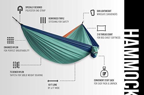 Bear Butt Camping Hammock - Hammock - Camping Gear - 2 Person Hammock - Backpacking Tree Hammock - Double Hammock Camping - Hiking Gear - Portable Hammock for Camping - Travel Hammock - Outdoor