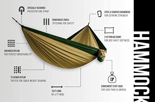 Bear Butt Camping Hammock - Hammock - Camping Gear - 2 Person Hammock - Backpacking Tree Hammock - Double Hammock Camping - Hiking Gear - Portable Hammock for Camping - Travel Hammock - Outdoor