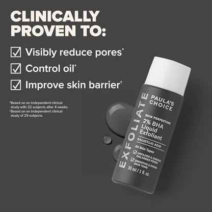 Paulas Choice--SKIN PERFECTING 2% BHA Liquid Salicylic Acid Exfoliant--Facial Exfoliant for Blackheads, Enlarged Pores, Wrinkles & Fine Lines, 4 oz Bottle