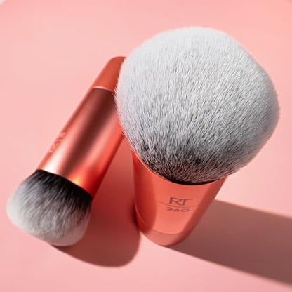 Real Techniques Glow Round Base Makeup Brush, For Liquid & Cream Makeup, Flat Top Foundation Brush For Buffing & Blending Up Coverage, Dense Synthetic Bristles, Vegan & Cruelty Free, 1 Count