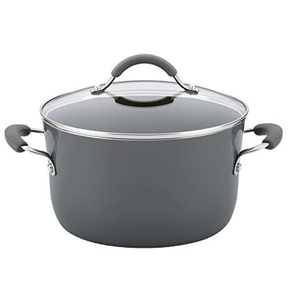 Rachael Ray - 16802 Rachael Ray Cucina Nonstick Cookware Pots and Pans Set, 12 Piece, Sea Salt Gray