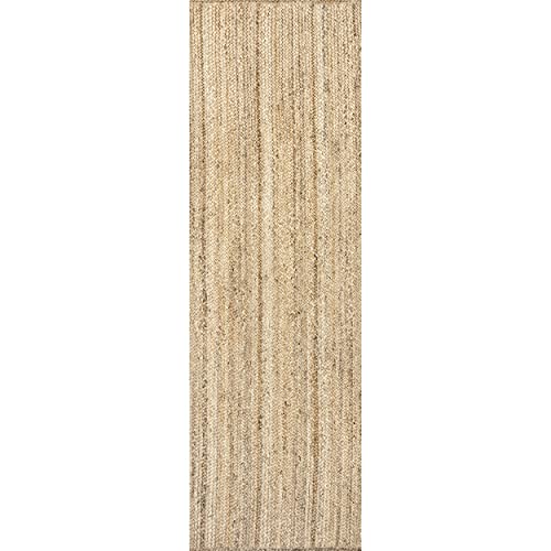 nuLOOM 6x9 Rigo Jute Hand Woven Area Rug, Natural, Solid Farmhouse Design, Natural Fiber, For Bedroom, Living Room, Dining Room, Hallway, Office, Kitchen, Entryway