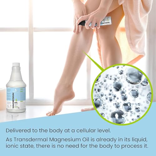 Pure Magnesium Oil Spray 8oz - Topical Magnesium Spray Extra Strength - 100% Organic Magnesium Oil - Magnesium Spray for Feet - Magnesium Body Spray - Made in USA