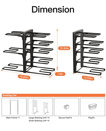 ORDORA Pots and Pans Organizer: Under Cabinet, Adjustable 8-Tier Pot Organizers inside Cabinet, Kitchen Organizers and Storage Fit 6-11 inch Lightweight Cookware