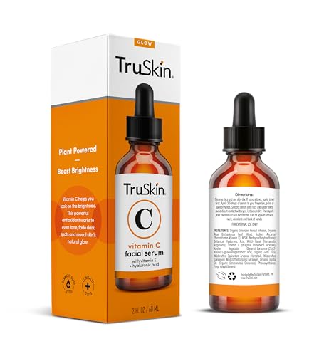 TruSkin Vitamin C Serum – Anti Aging Facial Serum with Vitamin C, Hyaluronic Acid, Vitamin E & More – Brightening Serum for Dark Spots, Even Skin Tone, Eye Area, Fine Lines & Wrinkles, 2 Fl Oz