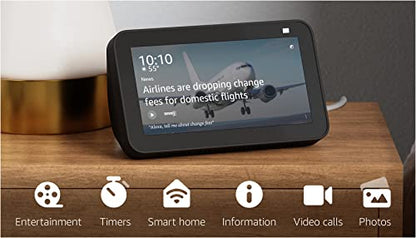 Echo Show 5 (2nd Gen, 2021 release) | Smart display with Alexa and 2 MP camera | Charcoal