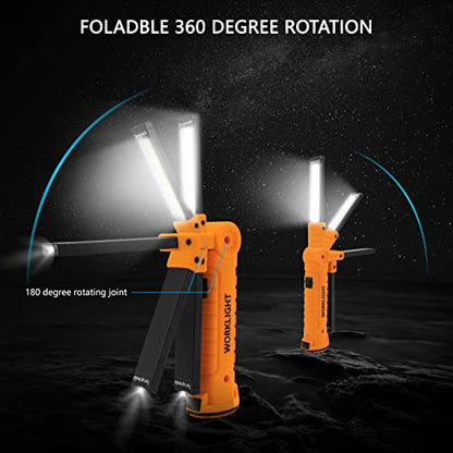 Tool Gifts for Men 2Pack Rechargeable LED Work Lights with Magnetic Base, 360° Rotation,Versatile Lighting for Repairs, Outdoors,Christmas Gifts,Stocking Stuffers Mens Gifts