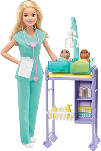 Barbie Careers Doll & Playset, Baby Doctor Theme with Blonde Fashion Doll, 2 Baby Dolls, Furniture & Accessories