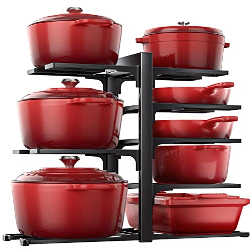 ORDORA Pots and Pans Organizer: Under Cabinet, Adjustable 8-Tier Pot Organizers inside Cabinet, Kitchen Organizers and Storage Fit 6-11 inch Lightweight Cookware