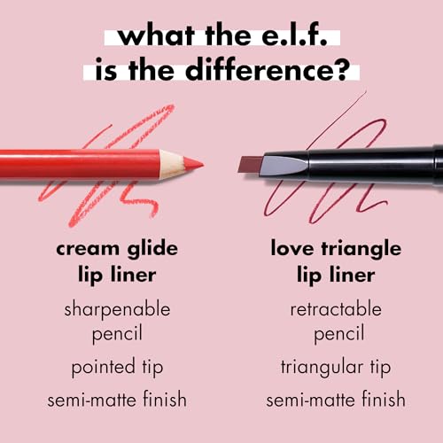 e.l.f. Cream Glide Lip Liner, Highly-Pigmented Pencil For Shaping & Sculpting Lips, Semi-Matte Finish, Vegan & Cruelty-Free, Truth or Bare