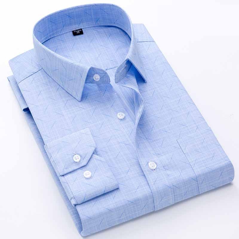 New Slub Cotton Shirt Men's Long Sleeved Plaid Shirt Business Casual Shirt