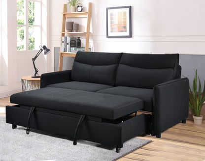 3 in 1 Convertible Sleeper Sofa Bed Modern Fabric Loveseat Futon Sofa Couch w/Pullout Bed Black