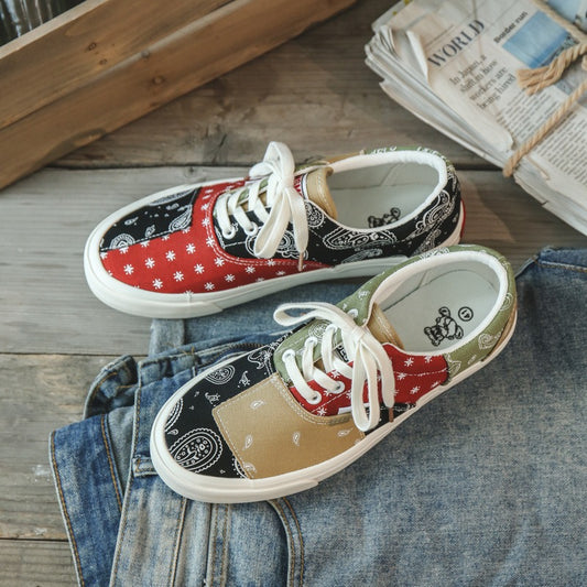 Canvas shoes men's cashew color trendy hip-hop sneakers men's new couple low-top shoes