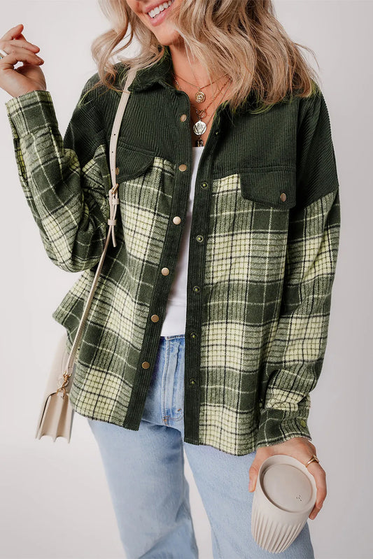 Plaid Button Up Long Sleeve Jacket