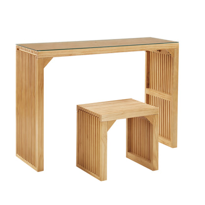 Pine Dining Bench and Table, Indoor Wood Bench for Entryway,Living Room,Kitchen and Bench Set (Nature, Bench & Table) Small