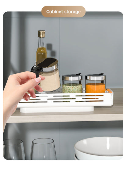 Pull out Rotating Spice Rack Organizer for Cabinet Rotate Makeup Organizer Slide Bottle Box Holder Plastic Seasoning Spice Rack