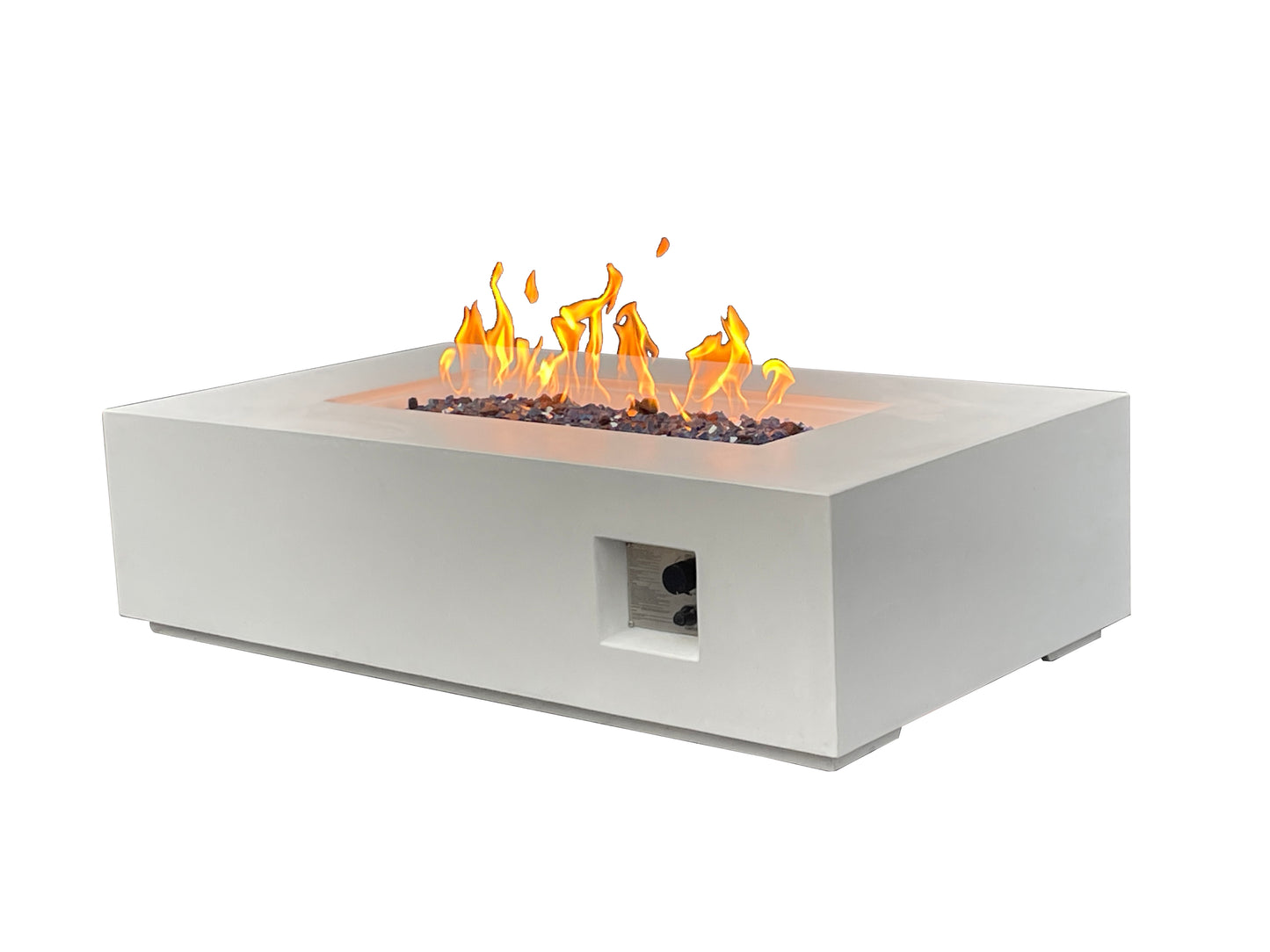 52 Inch Outdoor Concrete Propane gas rectangle Fire Pit table in Antique white color