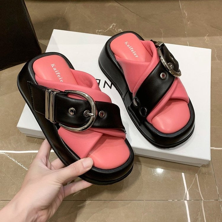 Summer casual versatile sponge cake sole sports beach slippers