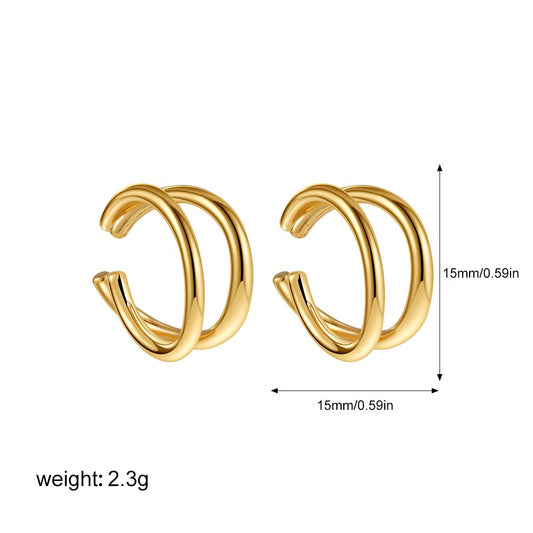 Geometric double-layer ear clip with line earrings, simple and relaxed without ear holes, earrings, and ear bone clips