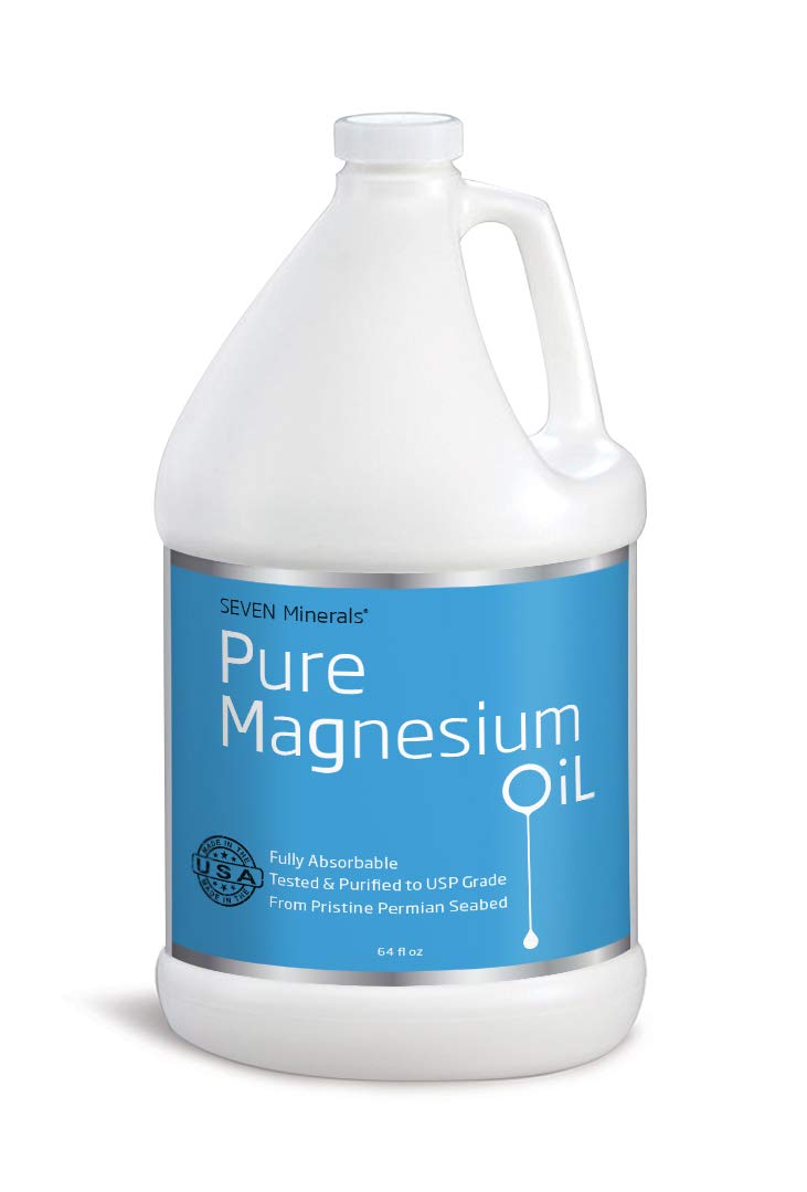 Seven Minerals, Pure Magnesium Oil Spray - Big 12 oz (Lasts 9 Months) - USP Grade Magnesium Spray, No Unhealthy Trace Minerals - from Ancient Underground Permian Seabed in USA, Free eBook Included