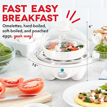 DASH Rapid Egg Cooker: 6 Egg Capacity Electric Egg Cooker for Hard Boiled Eggs, Poached Eggs, Scrambled Eggs, or Omelets with Auto Shut Off Feature - Aqua, 5.5 Inch (DEC005AQ)