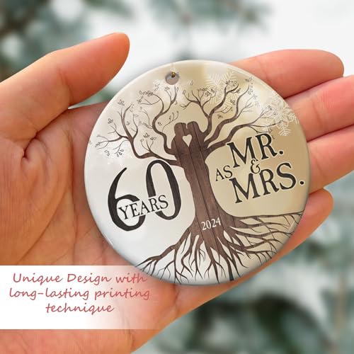 30th 2024 Wedding Anniversary Ornament - Christmas Ceramic Ornament Gift Anniversary for Couple, Parents, Friend Her Him - 30th Wedding Anniversary Present Holiday Decoration Hanging Ornament