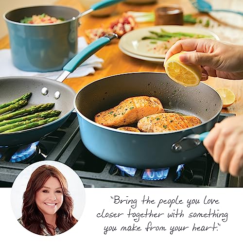 Rachael Ray - 16802 Rachael Ray Cucina Nonstick Cookware Pots and Pans Set, 12 Piece, Sea Salt Gray