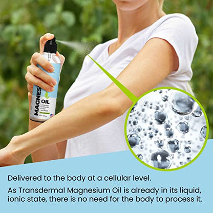 Pure Magnesium Oil Spray 8oz - Topical Magnesium Spray Extra Strength - 100% Organic Magnesium Oil - Magnesium Spray for Feet - Magnesium Body Spray - Made in USA