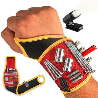 BINYATOOLS Magnetic Wristband with Super Strong Magnets Holds Screws, Nails, Drill Bit. Unique Wrist Support Design Cool Handy Gadget Gifts for Fathers, Boyfriends, Handyman, Electrician