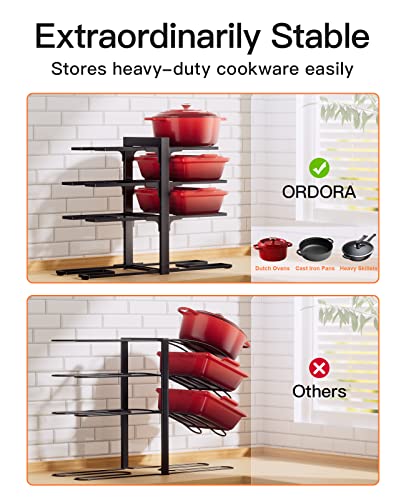 ORDORA Pots and Pans Organizer: Under Cabinet, Adjustable 8-Tier Pot Organizers inside Cabinet, Kitchen Organizers and Storage Fit 6-11 inch Lightweight Cookware