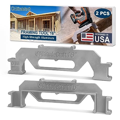 Framing Tools - 16'' Framing Stud Layout Tool, Stud Framing Jig for 16 Inch On-Center Precision Wall Stud Framing Measurement (2-Piece Set)