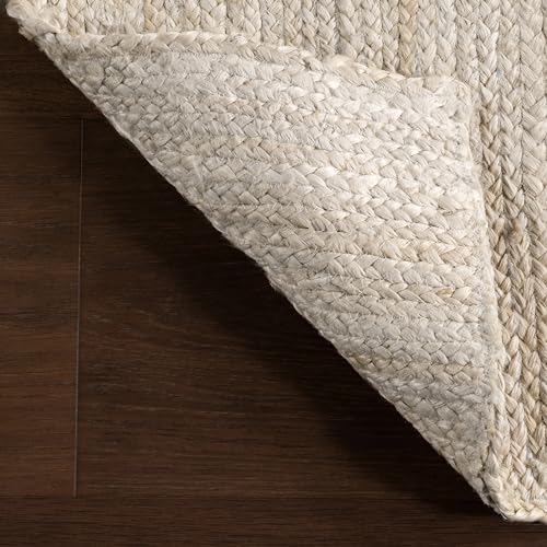 nuLOOM 6x9 Rigo Jute Hand Woven Area Rug, Natural, Solid Farmhouse Design, Natural Fiber, For Bedroom, Living Room, Dining Room, Hallway, Office, Kitchen, Entryway