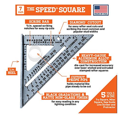 SWANSON Tool Co., Inc SW1201K Value Pack 7 inch Speed Square and Big 12 Speed Square (without layout bar) ships with Blue Book